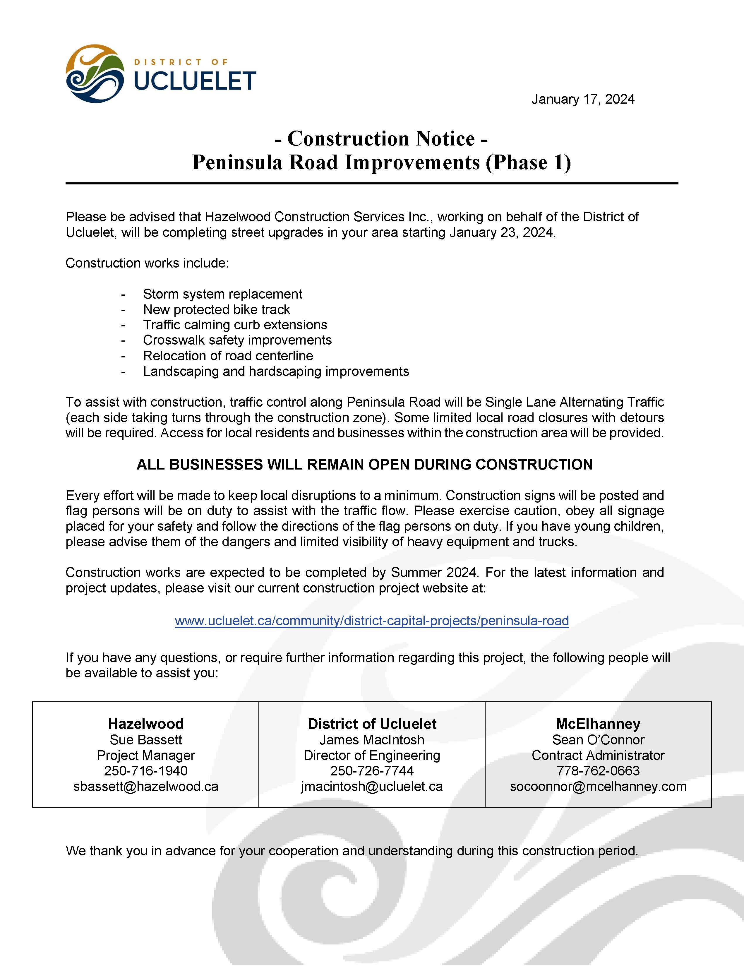 240117 Construction Notice Peninsula Road Improvements Phase 1 Page 1