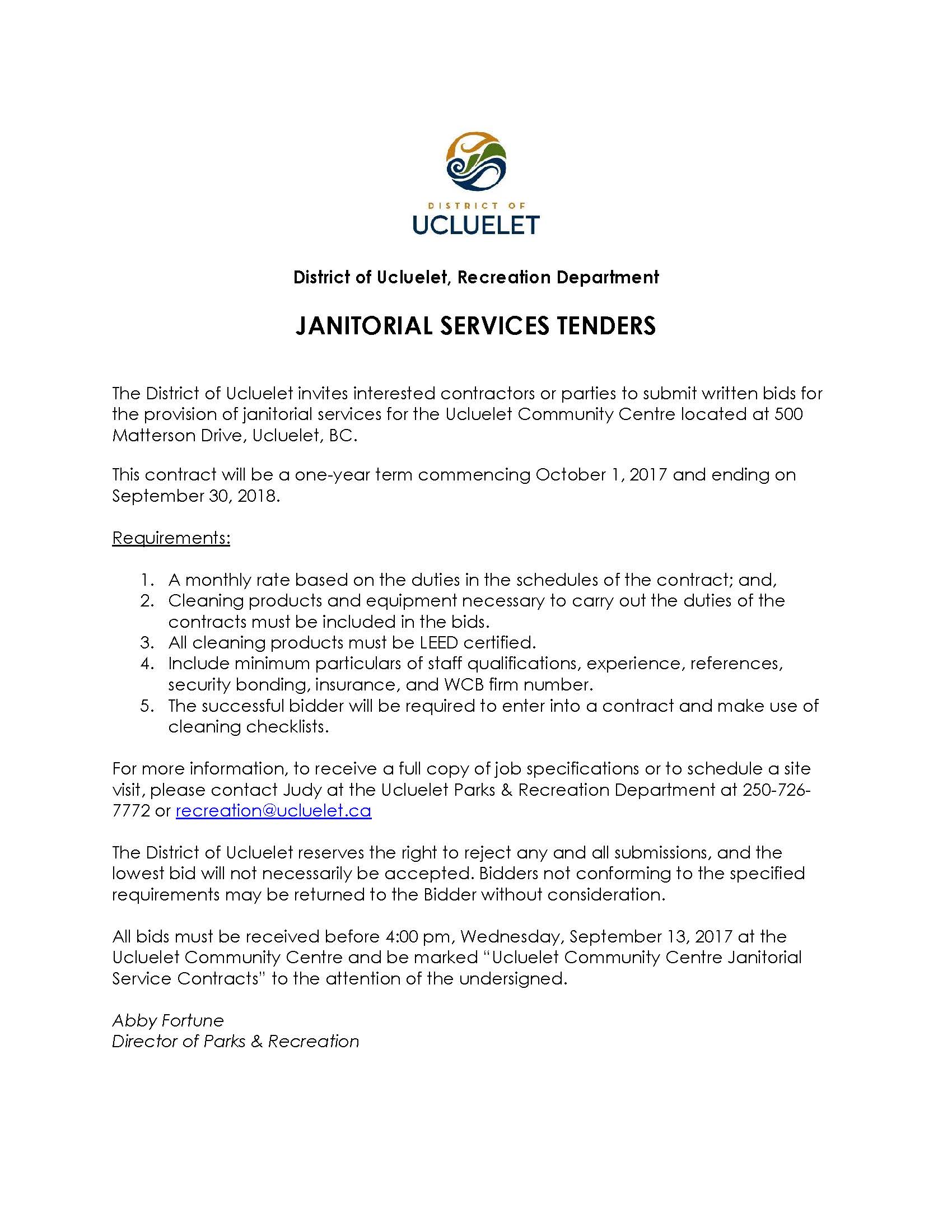 Janitorial Services Bid