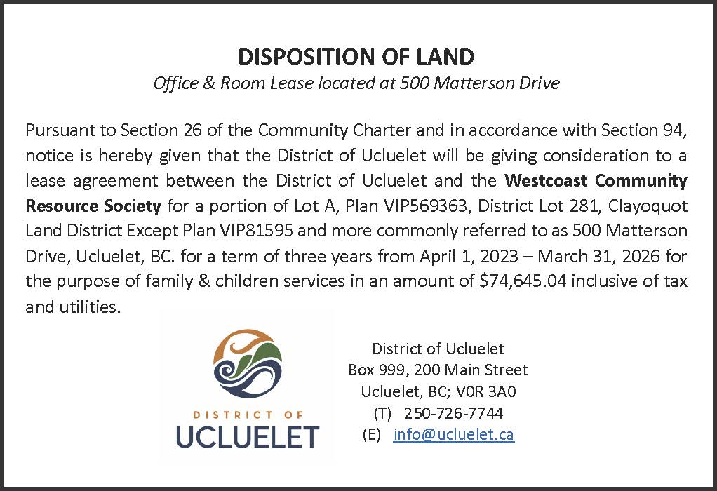 Legal District of Uclulet March 15 2023 